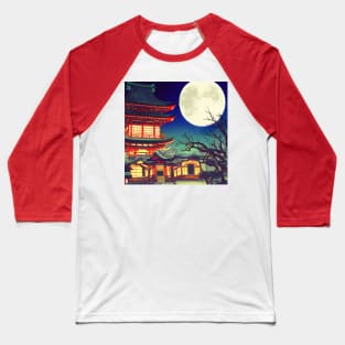 Time Traveller In the Woods with Japanese Moonlight Scenery Baseball T-Shirt